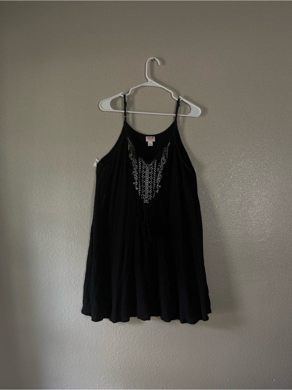 Mossimo Supply Co. Black Mini Dress with White Embroidery